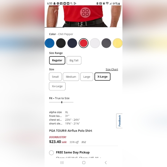PGA tour XL Airflux polo shirt - Picture 3 of 3